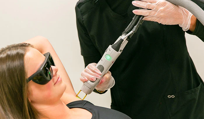 Laser hair removal treatment on different skin tones in a professional boutique studi